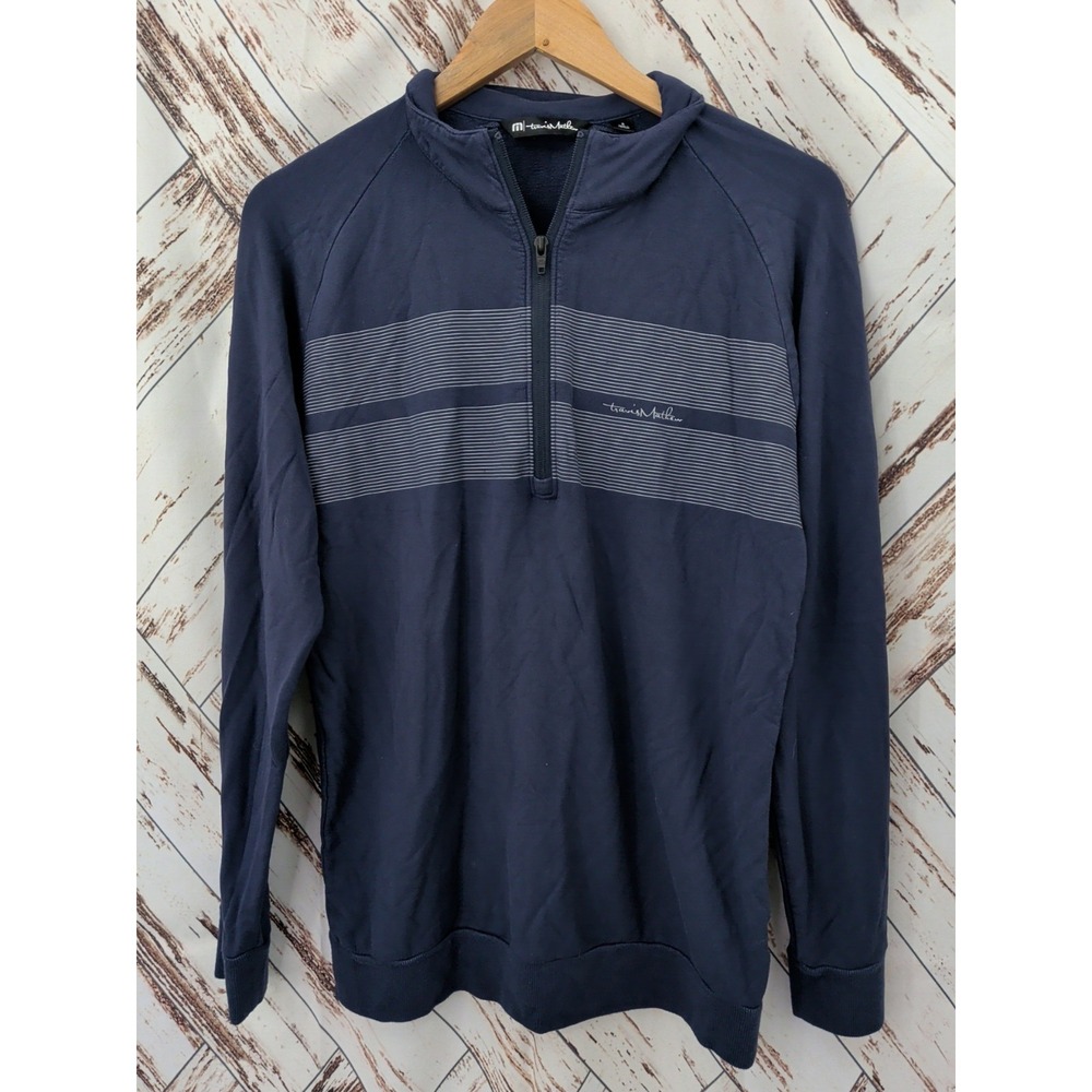 Travis Mathews Blue Keep it Real Long Sleeve 1/4 Zip Pullover